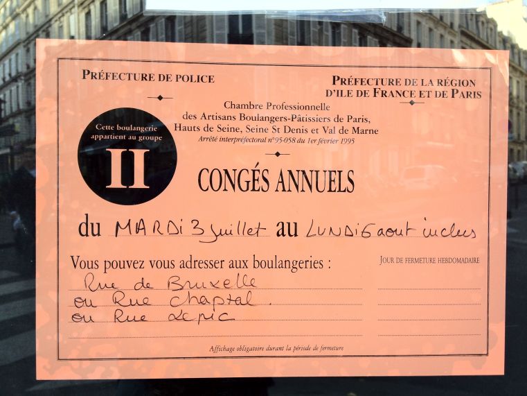 Baker's Vacation Notice