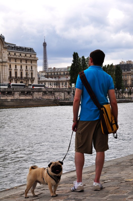 Walking along the Seine.
